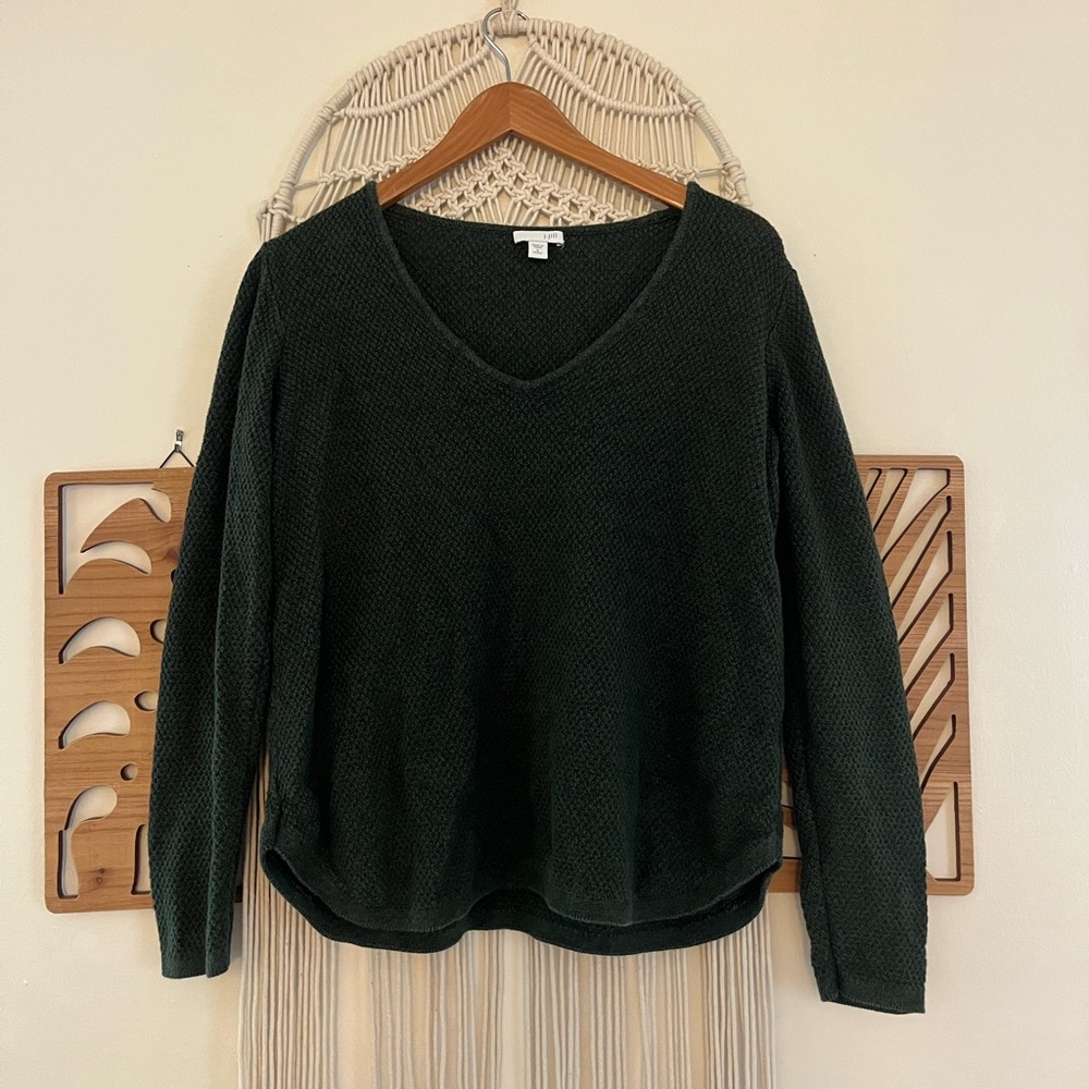 J. Jill Forest Green V-Neck Sweater Small